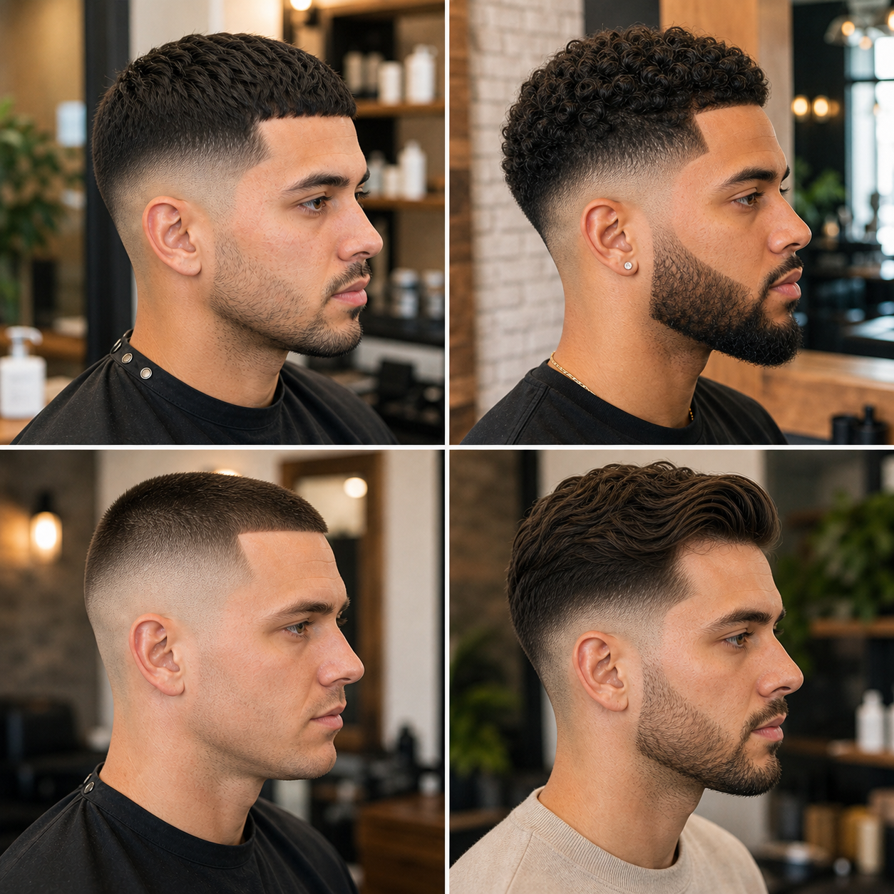 Attractive skin fade hairstyle examples with different hair textures and fade heights