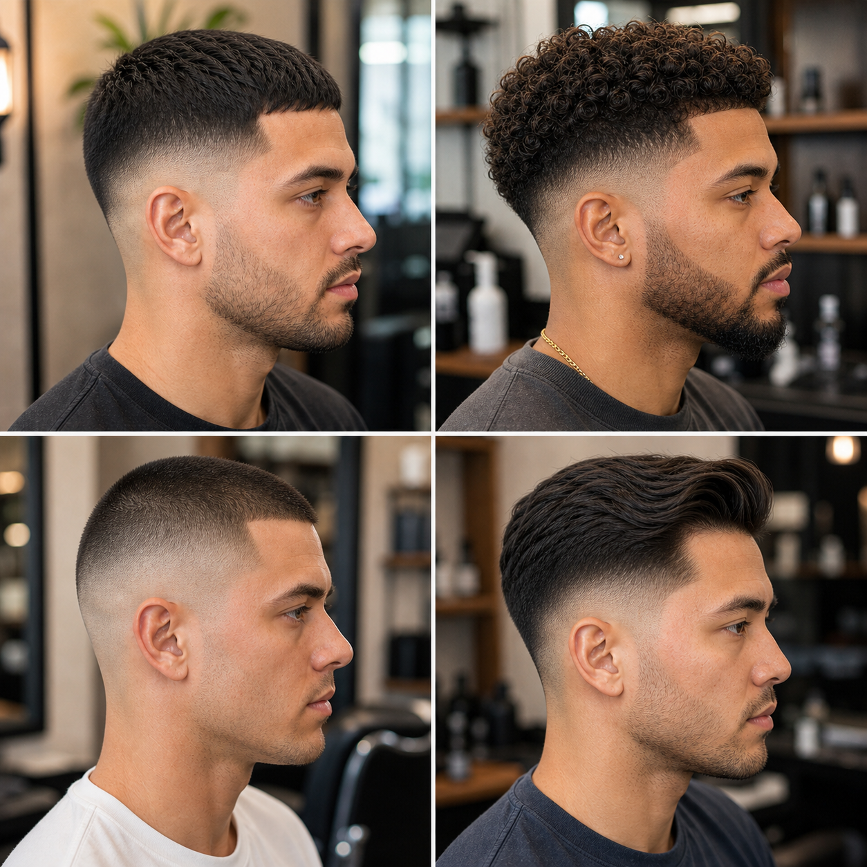 Clean skin fade examples with smooth blends and healthy-looking scalp