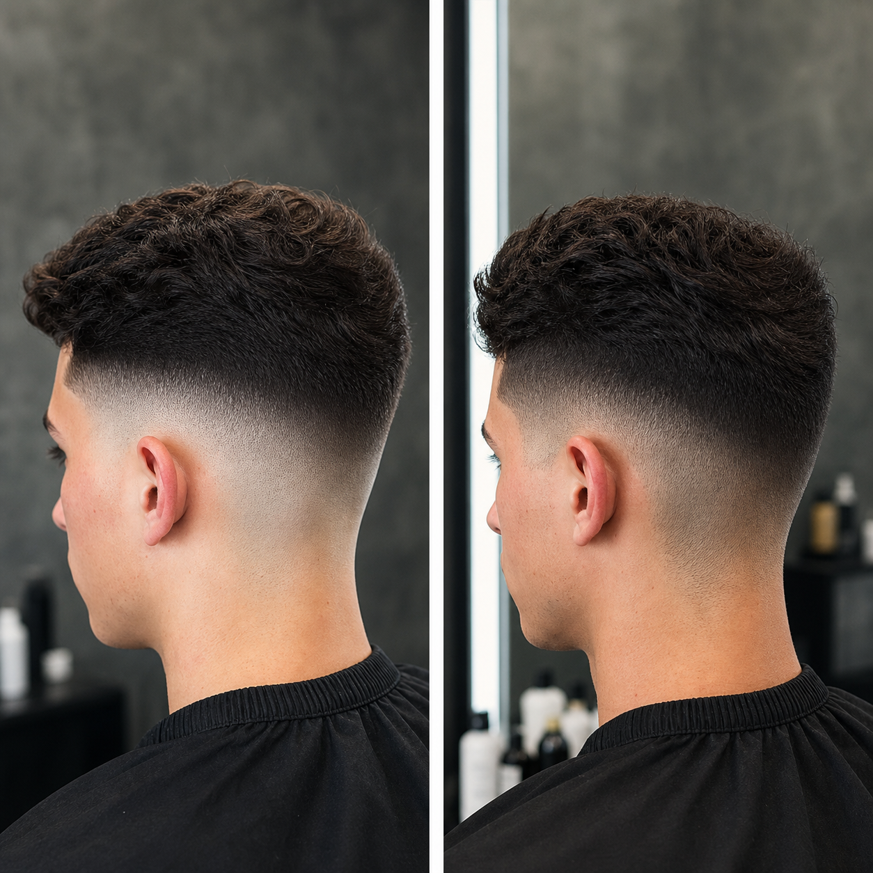 Fresh skin fade compared with a slightly grown out skin fade
