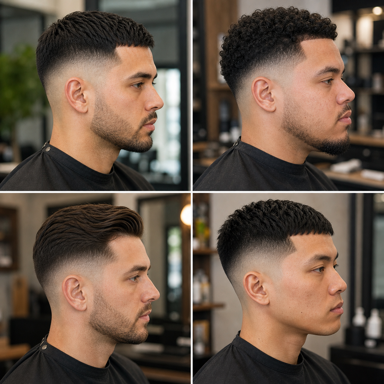 Skin fade haircut examples on different face shapes and hair textures